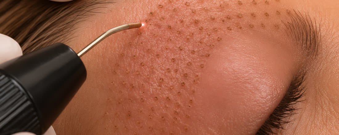 Aplicação de Plasmage na pálpebra